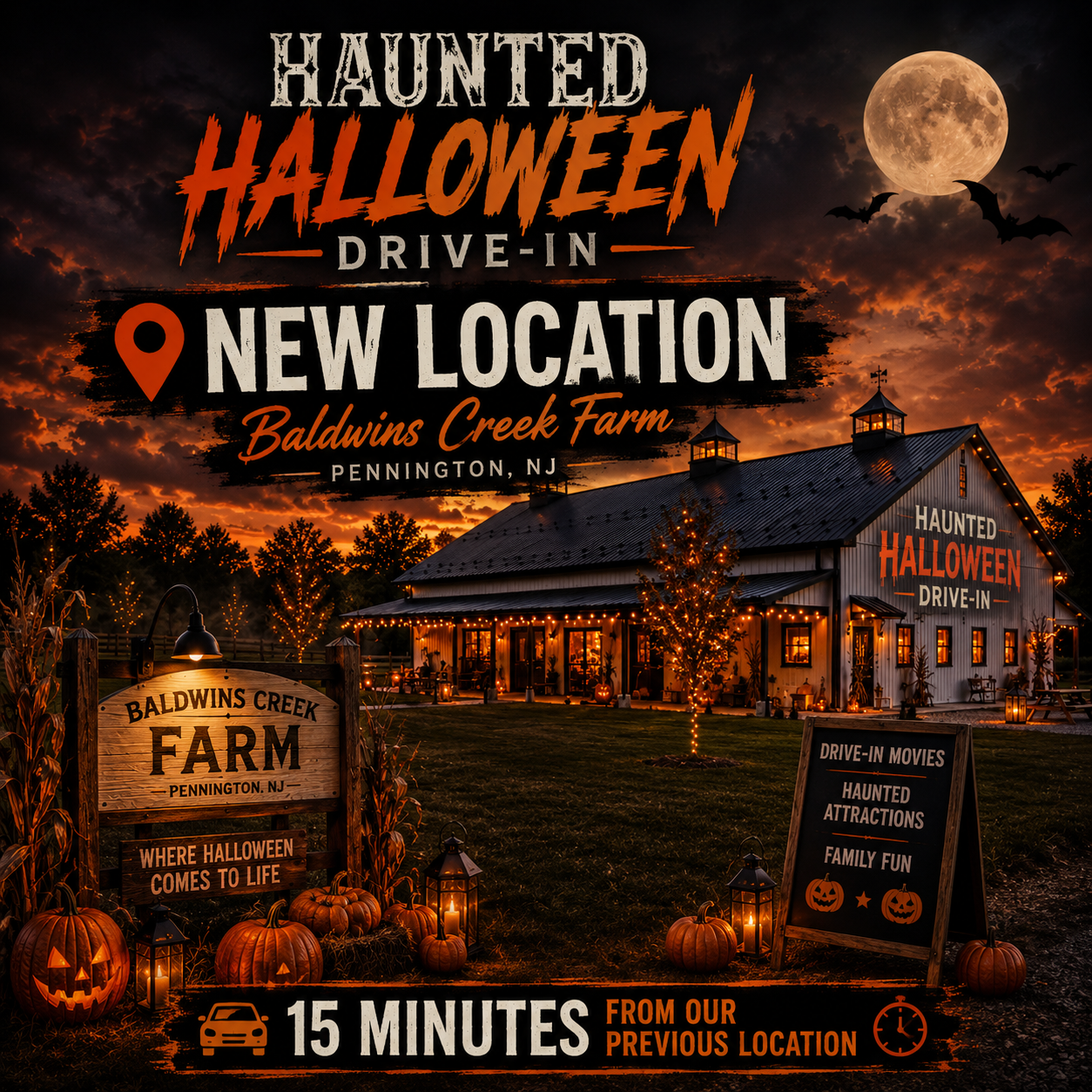 Haunted Halloween Drive In New Location For 2026 Baldwins Creek Farm Pennington, NJ